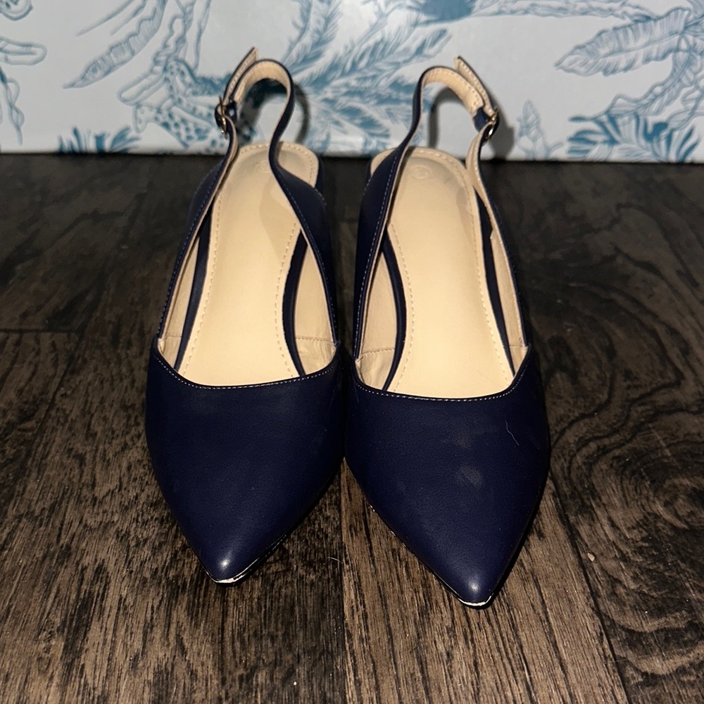 Elegant Navy Slingback Women's Shoes